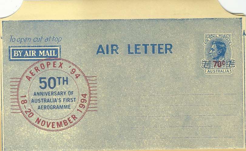 Aérogramme Australie - 50ème anniversaire du 1er aérogramme australien - 1994 - neuf**