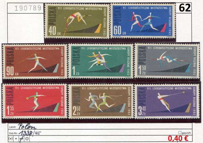 Pologne 1962 - Michel 1338-1345 - ** neuf mnh - 