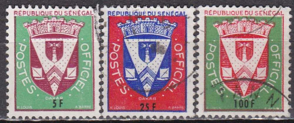 SENEGAL service N° 3, 5 et 8 de 1961 oblitérés 
