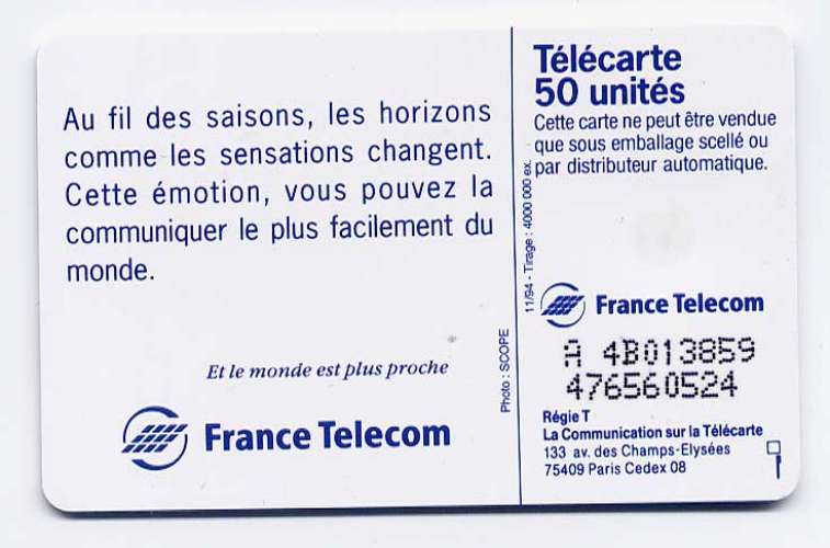 Télécarte 50 Unités n° F524D France 11/94 - Hiver, SO3
