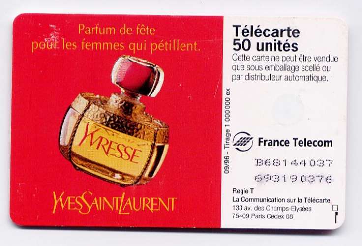 Télécarte 50 Unités n° F694 France 09/96 - Yvresse YSL