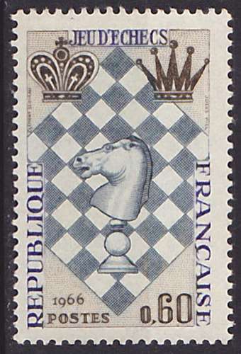 Timbre neuf ** n° 1480(Yvert) France 1966 - Jeu d'échecs