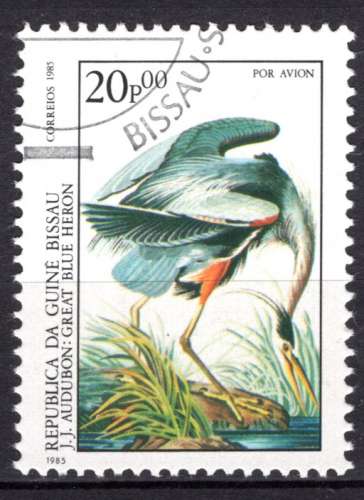 GUINEE BISSAU 1985 OISEAU ECHASSIER LE HERON .OBLITERE