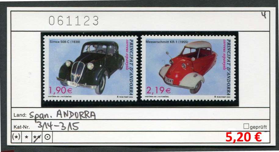 Andorre espagnols 2004 - Michel 314-315 - Yvert  - ** mnh neuf - 