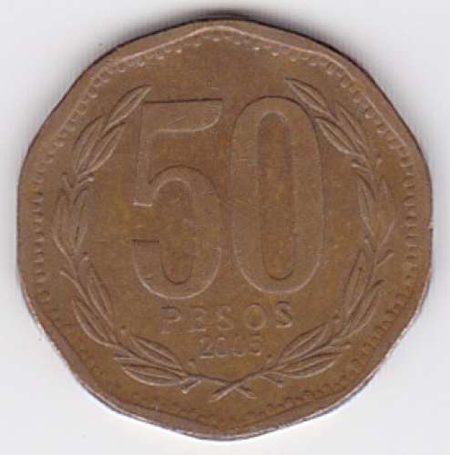 Pièce 50 Pesos Chili 2005