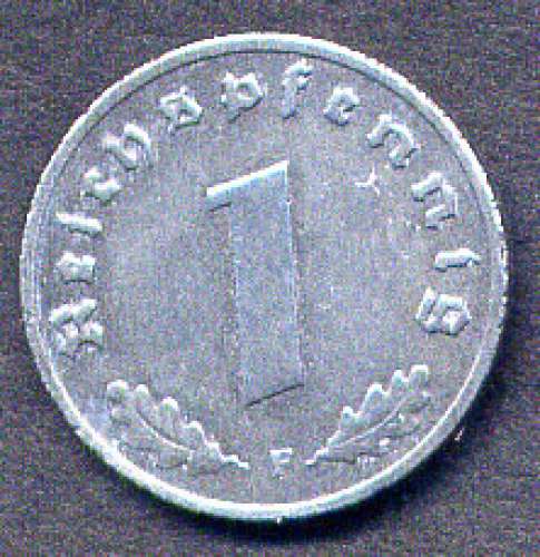 Pièce 1 Reichspfennig Allemagne 1943 - Lettre F