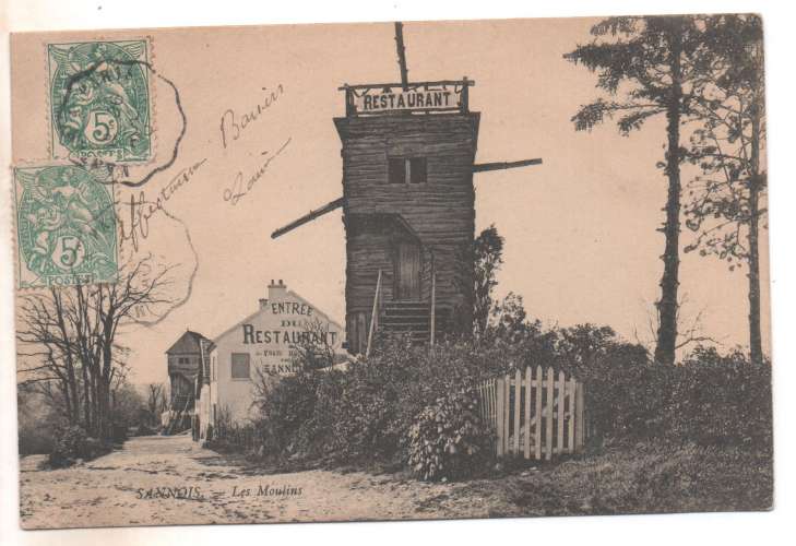 cpa 95 Sannois Les Moulins - ( cachet convoyeur )