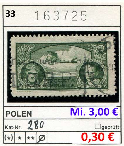 Pologne 1933 - Michel 280 - oo oblit.