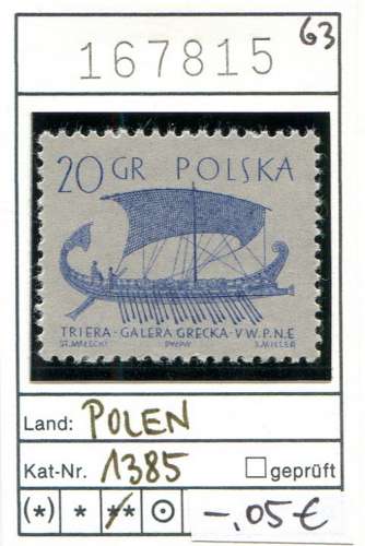 Pologne 1963 - Michel 1385 - ** neuf  mnh