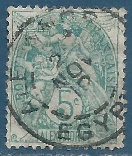 Alexandrie N°23 Blanc 5c vert oblitéré