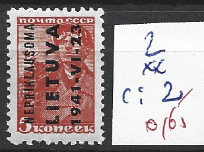 LITUANIE occupation Allemande 2 ** côte 2 €