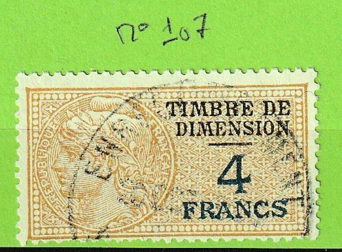 TIMBRE DE DIMENSION YT N°107 OBLIT