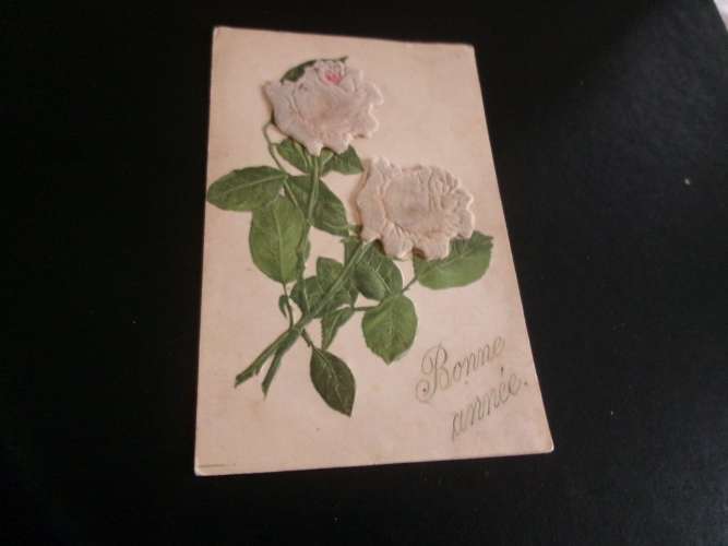 BELLE CARTE FANTAISIE..GAUFREE...BELLES FLEURS 