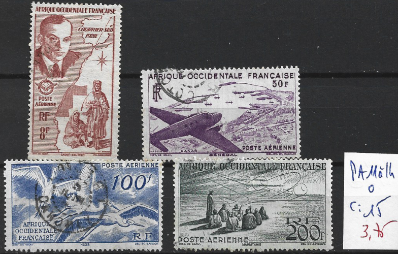 AFRIQUE OCCIDENTALE FRANCAISE PA 11 à 14 oblitérés côte 15 € 