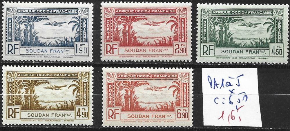SOUDAN FRANCAIS PA 1 à 5 * côte 6.50 €