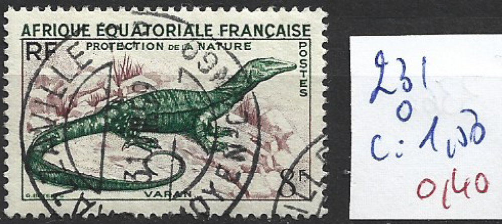 AFRIQUE EQUATORIALE FRANCAISE 231 oblitéré côte 1.50 € 