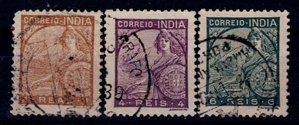 PT INDE PORTUGAISE 1933 - YT 355 356 357 OBLITÉRÉS.