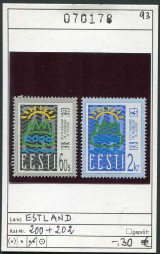 Estonie 1993 - Michel 200 + 202 - ** neuf mnh