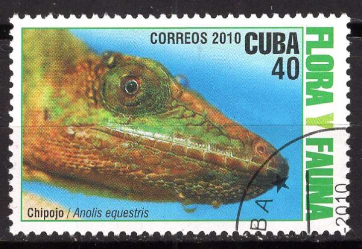 CUBA 2010 LES LEZARDS L'ANOLIS OBLITERE