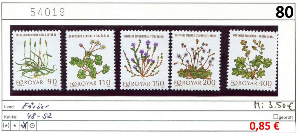 Féroé 1980 - Michel 48-52 - ** neuf mnh