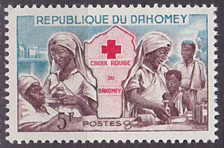 Timbre neuf ** n° 175(Yvert) Dahomey 1962 - Croix-Rouge nationale
