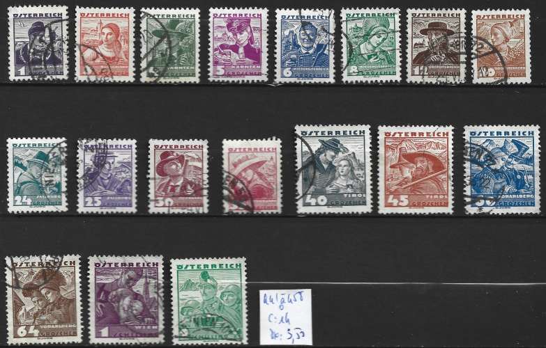 AUTRICHE 441 à 458 oblitérés côte 14 € 