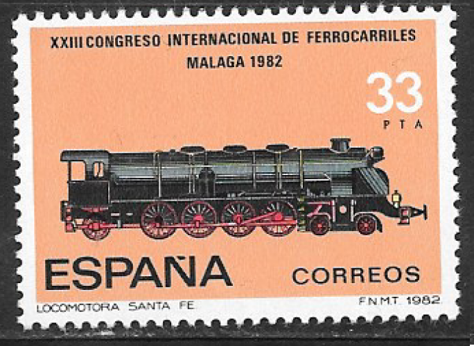 Espagne - YT  2294  ** - Locomotive à vapeur (1982) 