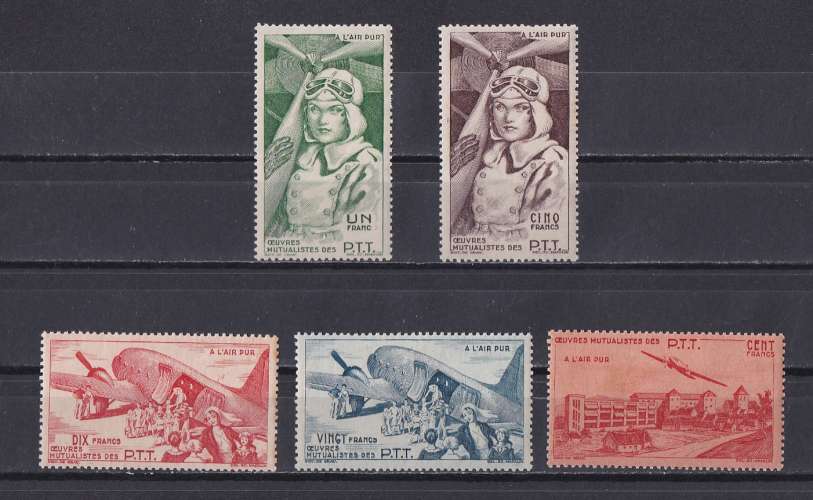 FRANCE.   YT  Bienfaisance des PTT n° 54/58    neuf **   1947