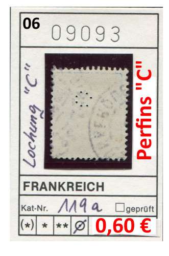 France 1906 - Yvert  - Michel 119 a  - oo oblit. - PERFINS