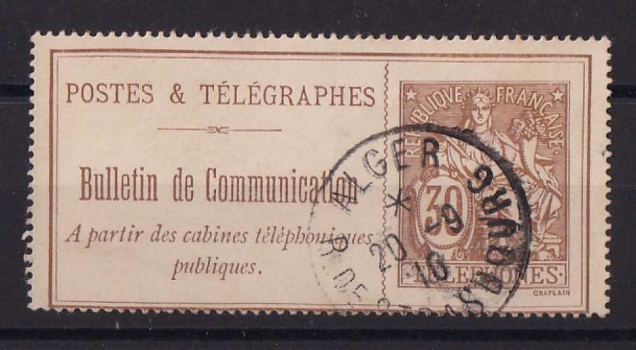FRANCE.   YT  Timbres téléphone  n° 25   oblitération Algérie    1900