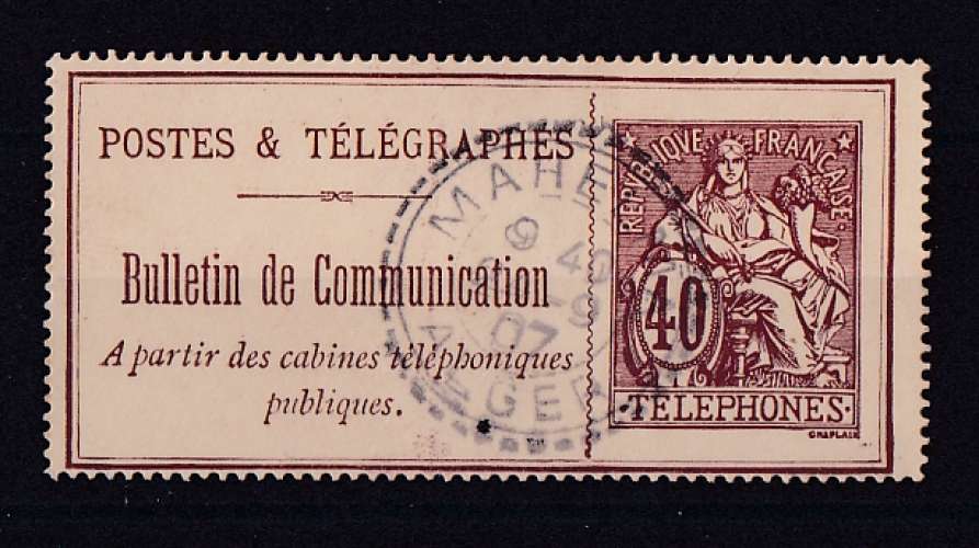 FRANCE.   YT  Timbres téléphone  n° 26   oblitération Algérie    1900
