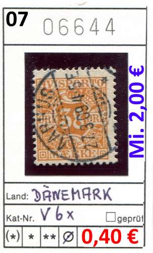 Danemark 1907 - Michel Verrechnungsmarken / distributeurs 6x - oo oblit.- 