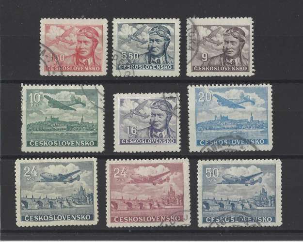 TCHECOSLOVAQUIE.   YT    PA n° 19/27   oblitéré   1946