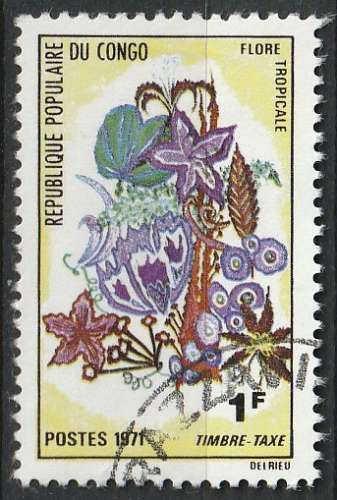 Timbre Taxe oblitéré n° 46(Yvert) Congo 1971 - Fleurs