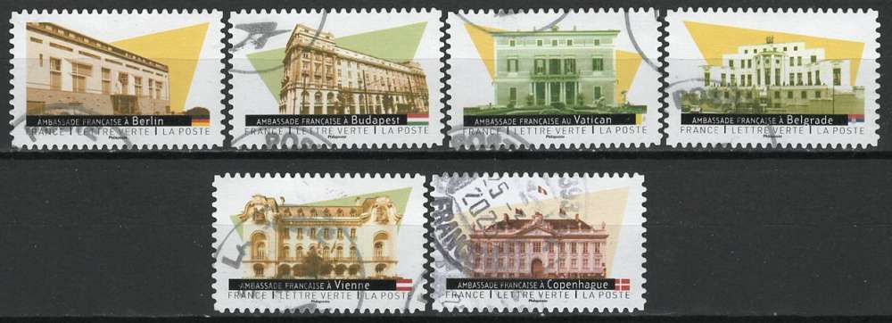 France adhésif 2024 - Ambassades françaises (6 valeurs) cachet rond