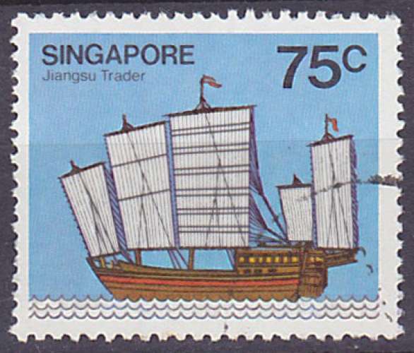 Timbre oblitéré n° 342(Yvert) Singapour 1980 - Marine, Jiangsu Trader