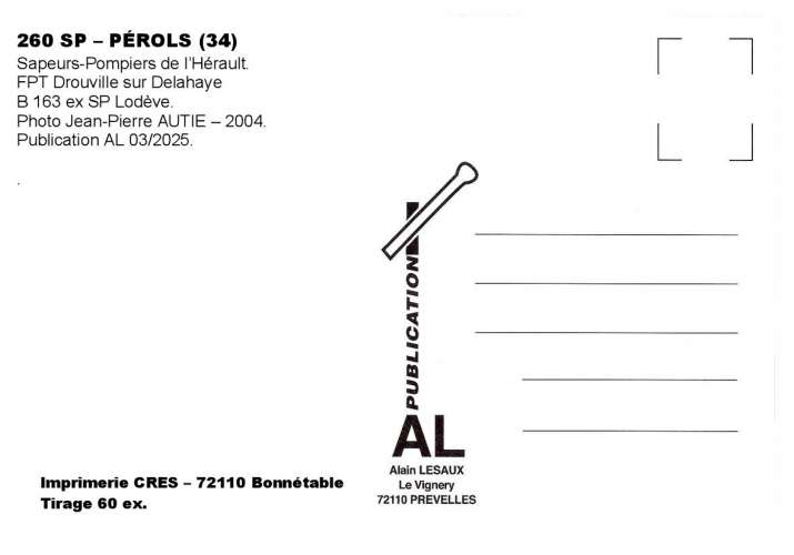 *AL SP 255 à 272 - Lot de 18 cartes postales - Véhicules des Sapeurs-Pompiers