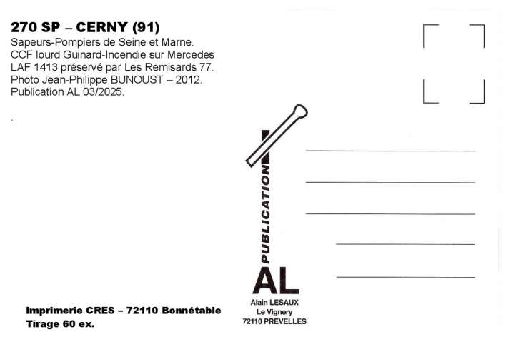*AL SP 255 à 272 - Lot de 18 cartes postales - Véhicules des Sapeurs-Pompiers