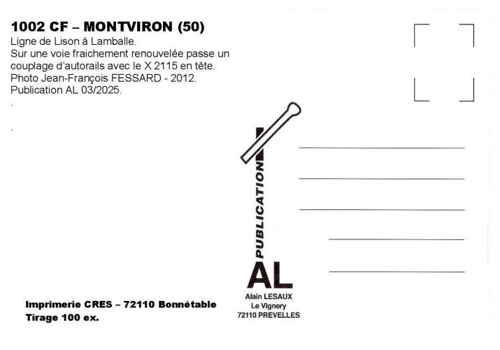 *AL CF 995 à 1008 - REP 59 - Lot de 15 cartes postales - Train voie normale