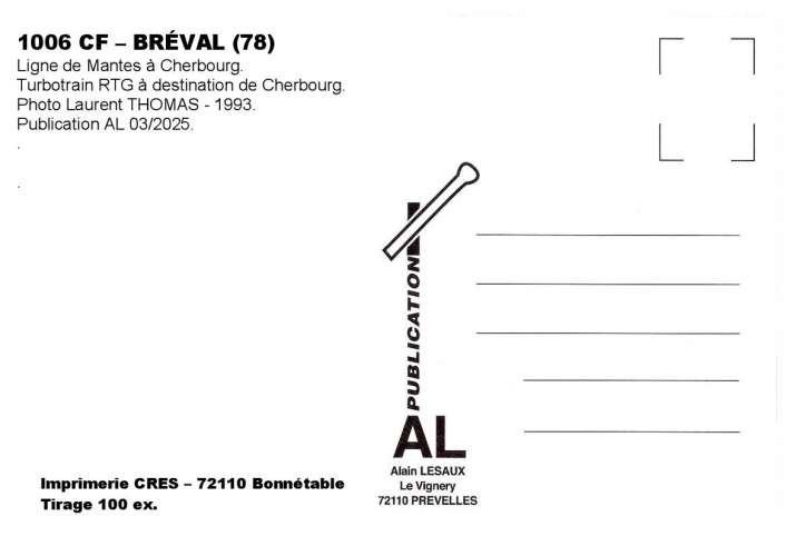 *AL CF 995 à 1008 - REP 59 - Lot de 15 cartes postales - Train voie normale