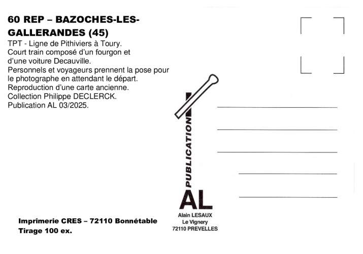 *AL CF 1009 à 1018 - REP 60 à 64 - Lot de 15 cartes postales - Train voie étroite et métrique