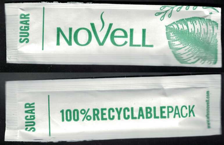 Espagne Sachet Sucre Sugar Azúcar Blanco Novell 100% recyclable pack