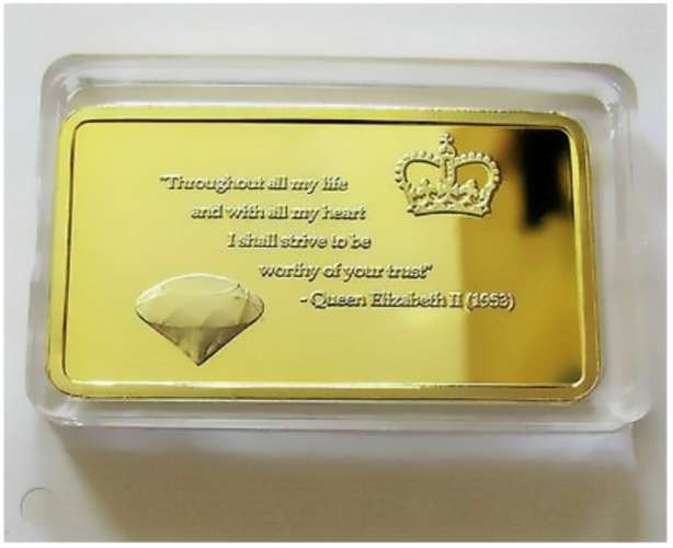 Lingot plaqué Or - Reine Elisabeth II Diamond Jubilee