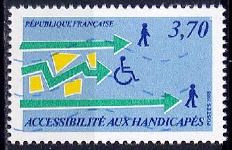 Timbre oblitéré n° 2536(Yvert) France 1988 - Accessibilité aux handicapés