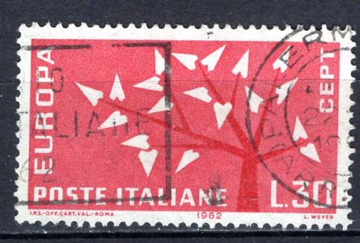 ITALIE 1962 EUROPA 30 L ROUGE CARMINE OBLITERE