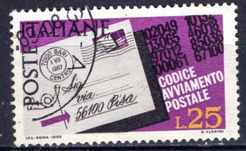 ITALIE 1967 CODIFICATION POSTALE  OBLITERE