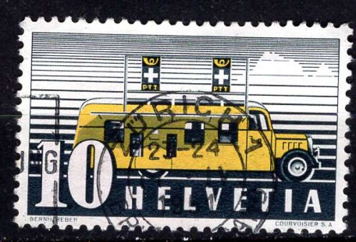 SUISSE 1937 BUS DE LA POSTE AUTOMOBILE OBLITERE