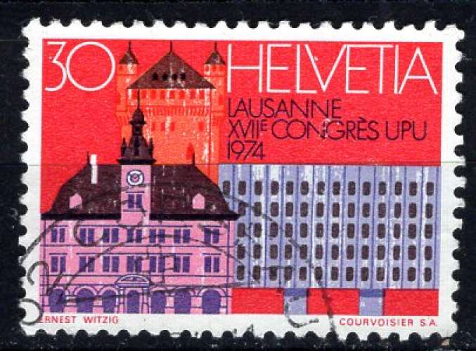 SUISSE 1974 CHATEAU ET CENTRE CHAUDERON A LAUSANNE  OBLITERE