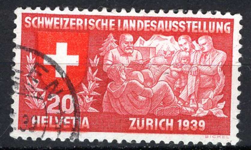 SUISSE 1939 SCHWEIZERISCHE LANDESAUSSTELLUNG  20 CT CARMIN ET ROUGE  OBLITERE