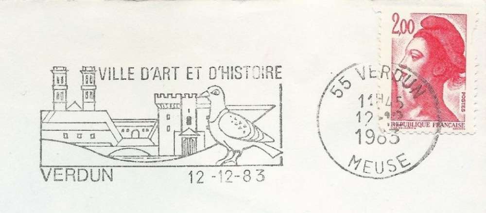 OMEC SECAP de Verdun avec flamme illustrée Pigeon - 1983